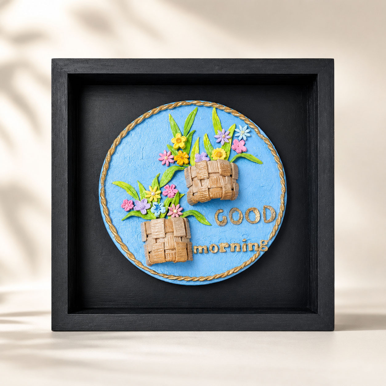 Bright Beginnings: Framed "Good Morning" Mixed Media Art